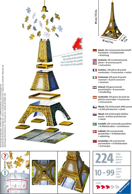 Ravensburger Eiffeltoren - 3D Puzzel gebouw van 216 stukjes