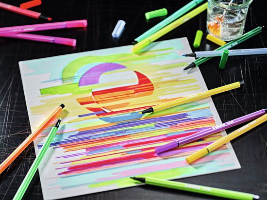 STABILO ARTY Creative Set - Set Pen 68 & Point 88 Pastel - Combi Arty Etui Met 24 Stuks