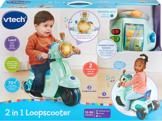 VTech 2 in 1 Loopscooter - Educatief Speelgoed - Ombouwen tot Driewieler - Speelgoed vanaf 1 Jaar - Blauw
