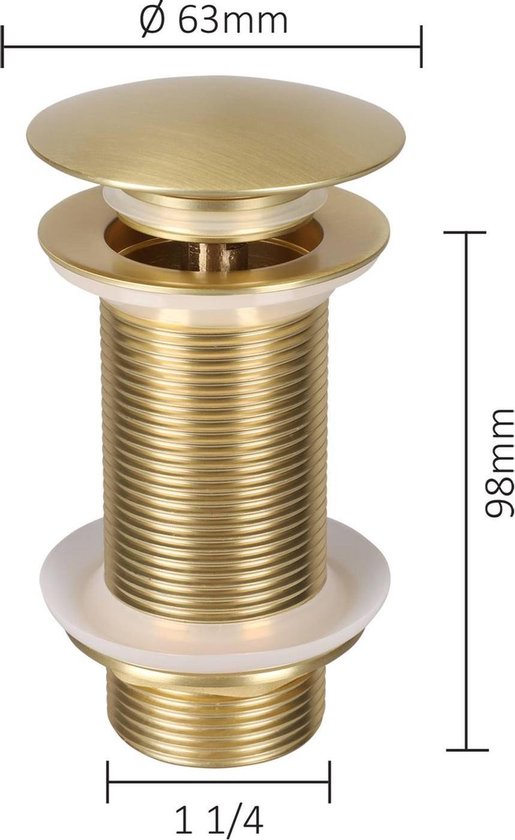 Wastafel Afvoerplug Differnz Pop Up Design 9.8 cm Goud