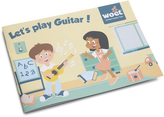 Woet® Houten Speelgoedgitaar met Draagriem - Blauw - Speelgoedinstrument - Mijn eerste Gitaar Inclusief Muziekboekje - Speelgitaar voor Kinderen - Vanaf 3 jaar