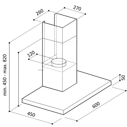 Electrum schouwafzuigkap TSH 62120C BL 60 cm mat zwart