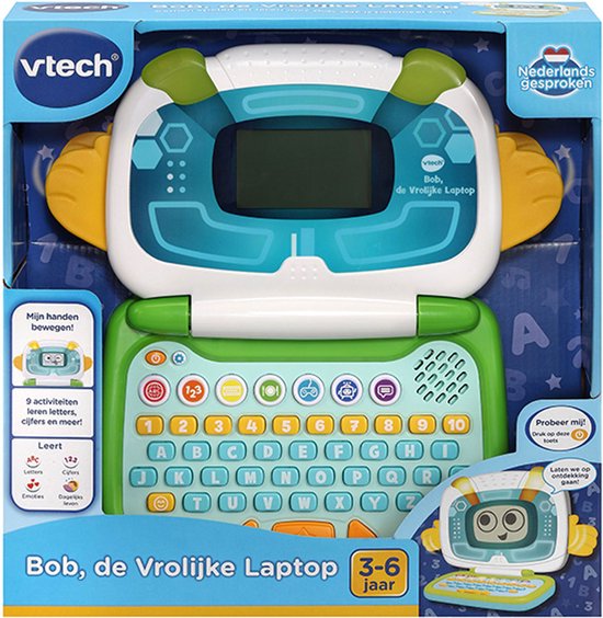 VTech Bob de Vrolijke Laptop - Speelgoed Computer - Maak Kennis met Letters, Cijfers en Tellen - Cadeau - 3 tot 6 Jaar