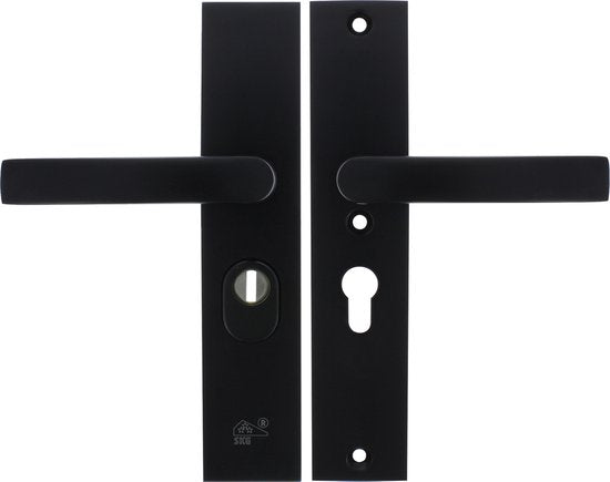 Starx Veiligheidsbeslag met Kerntrekbeveiliging – Deurbeslag Zwart – Kruk/Kruk – Langschild PC55 mm