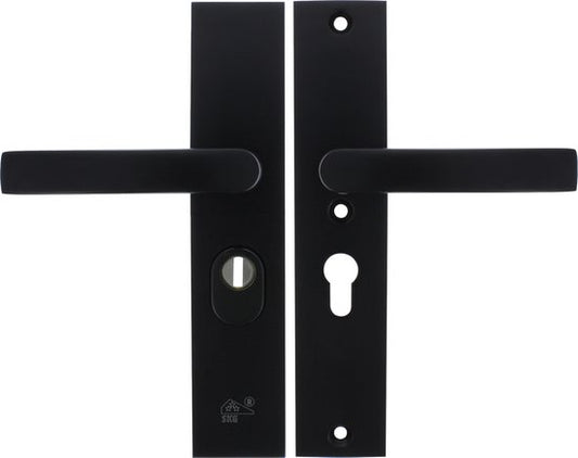 Starx Veiligheidsbeslag met Kerntrekbeveiliging – Deurbeslag Zwart – Kruk/Kruk – Langschild PC55 mm