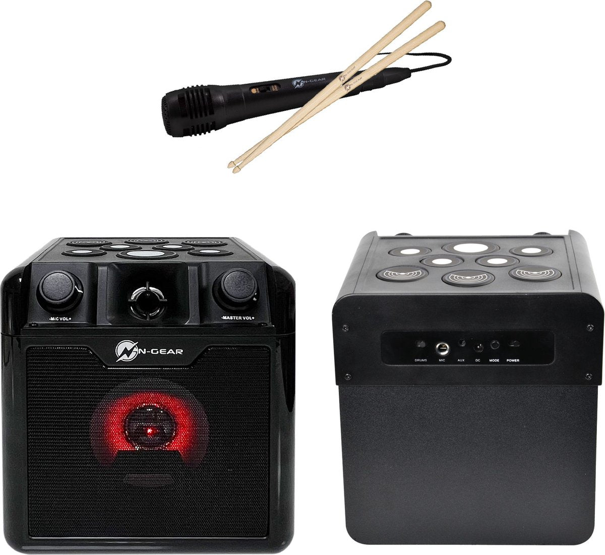 N-GEAR Drum Block 420 - Karaoke Set - Bluetooth Speaker - Party Box met Drumpads & Drumsticks