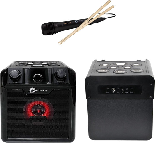 N-GEAR Drum Block 420 - Karaoke Set - Bluetooth Speaker - Party Box met Drumpads & Drumsticks