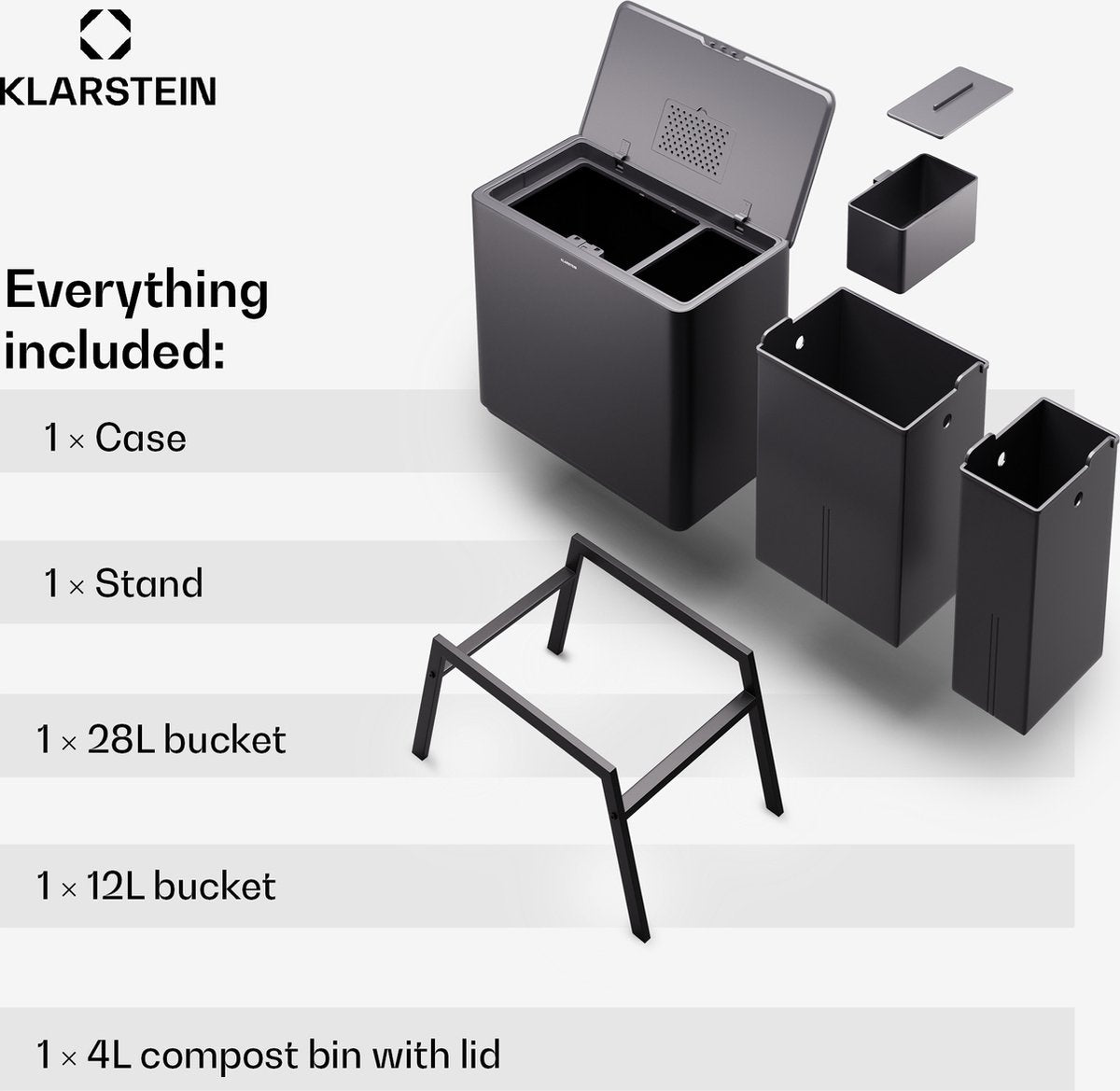 Klarstein Yuma afvalbak - 40 Liter - Inclusief compostemmer