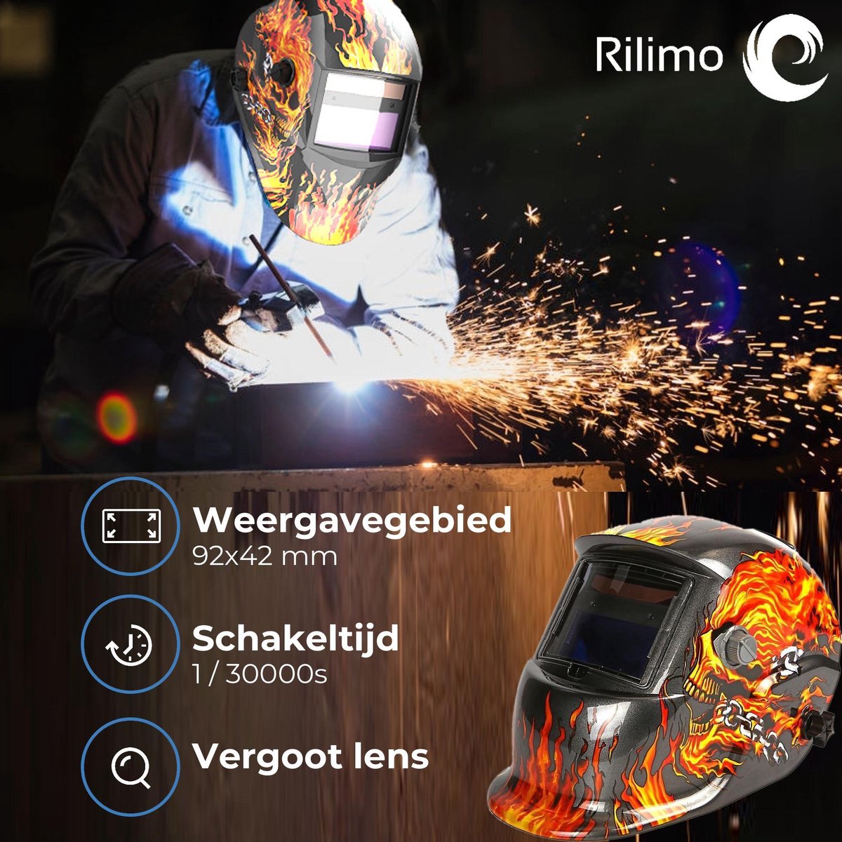 Lashelm Laskap Automatisch - Professioneel Dimmende Lichtfilter Orange Zwart