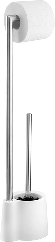 WENKO Toiletbutler Avola RVS glanzend/wit - Toiletrolhouder en Toiletborstel met houder