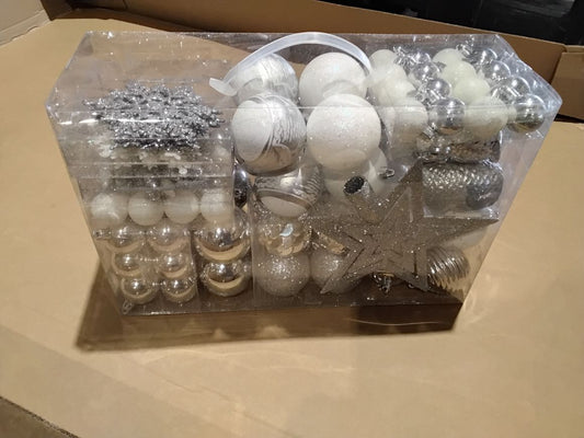 kerstballen en decoratie zilver 100 st.