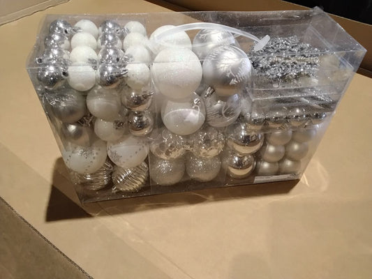 kerstballen doos mix zilver