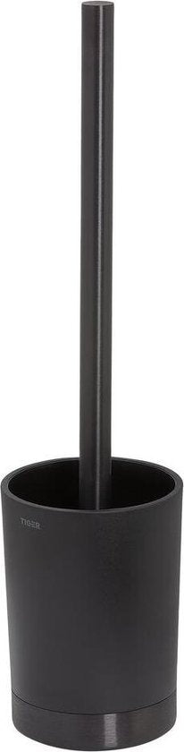 Tiger Tune - Toiletborstel met houder vrijstaand - Zwart metaal geborsteld / Zwart - Gunmetal black