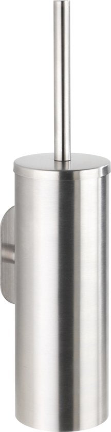 WENKO Turbo-Loc® Toiletborstelhouder met deksel Orea RVS mat - WC borstel met houder - Bevestigen zonder boren