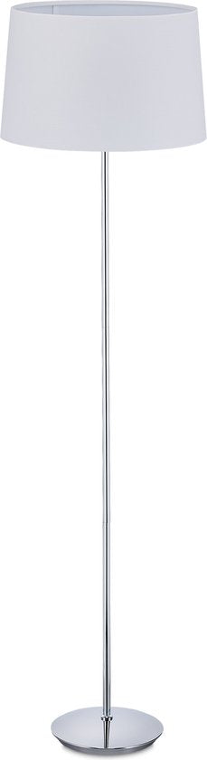 staande lamp woonkamer - verchroomde voet - Ø 40 cm - 148,5 cm hoog - wit