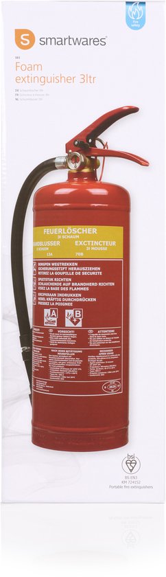 Smartwares FEX-15230 - Brandblusser Schuim 3L - Incl ophangbeugel - Brandklasse ABC - BSI Gecertificeerd