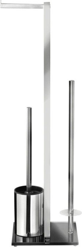WENKO Toiletbutler Rivalta RVS glanzend - Toiletborstel met houder, Toiletrolhouder en Reserverolhouder