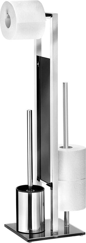 WENKO Toiletbutler Rivalta RVS glanzend - Toiletborstel met houder, Toiletrolhouder en Reserverolhouder