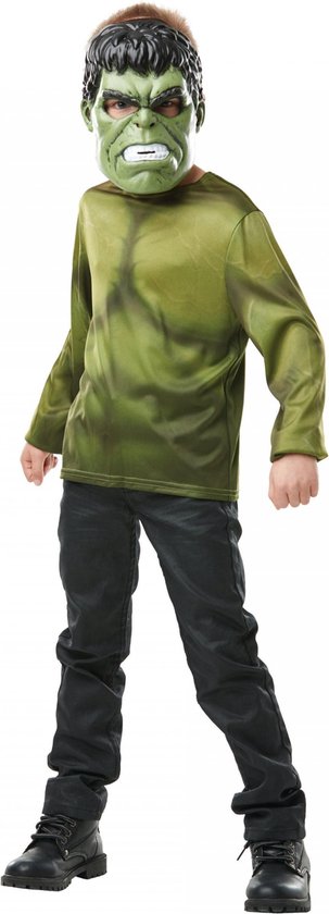 Hulk™ t-shirt met masker voor kinderen - Verkleedkleding
