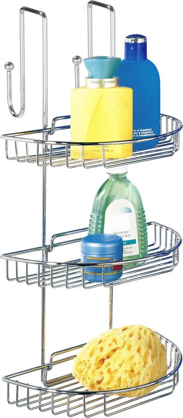 WENKO Doucherek hangend chroom 25.5 x 7.5 x 15 cm - Doucherek zonder boren - Doucherek hangend - Douchemand