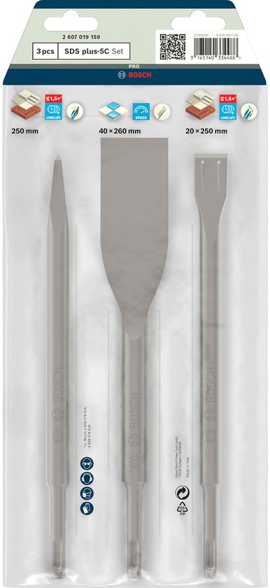 Bosch 3-delige beitelset SDS-plus