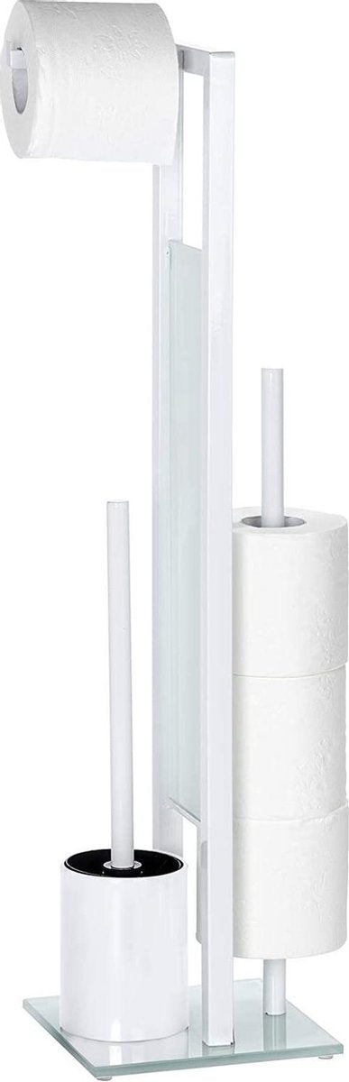 WENKO Toiletbutler Rivalta wit - Toiletborstel met houder, Toiletrolhouder en Reserverolhouder