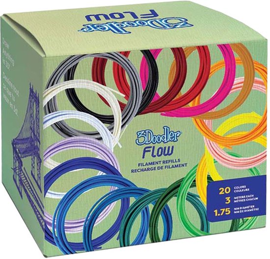 3Doodler Flow Navulling voor 3D pen - 20 kleuren filament
