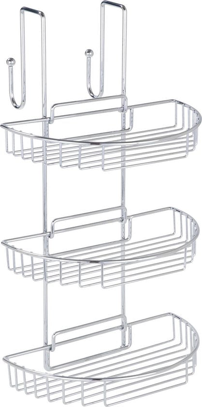 WENKO Doucherek hangend chroom 25.5 x 7.5 x 15 cm - Doucherek zonder boren - Doucherek hangend - Douchemand