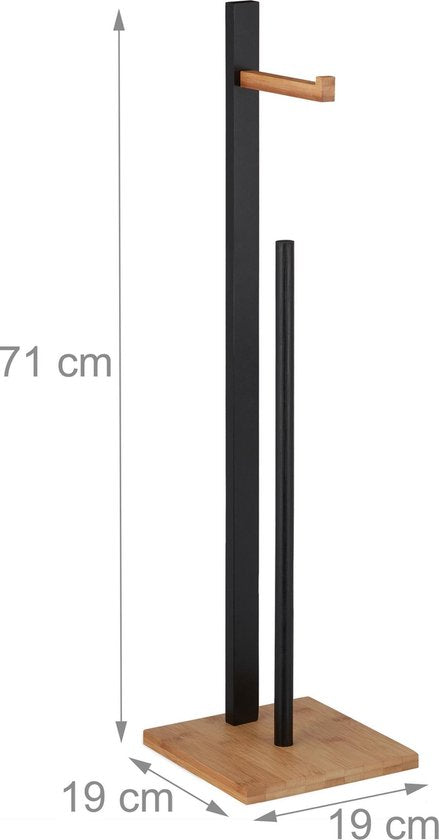 toiletrolhouder staand - bamboe - met reserverolhouder - 5 rollen - 71 x 19 x 19 cm