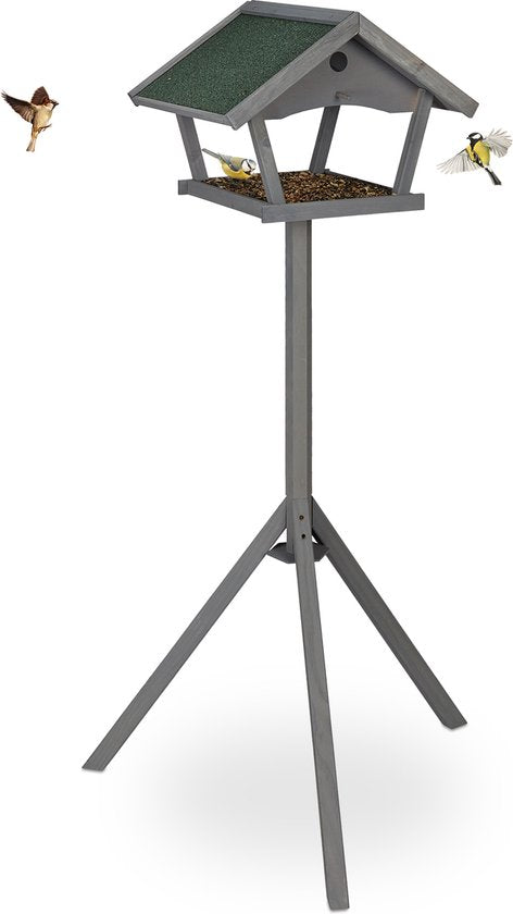 voedertafel op voet - hout - 139 x 70 x 60 cm - kleine vogels - tuinvogels
