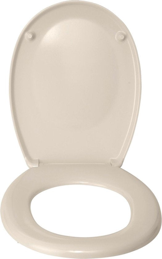 WENKO WC bril Bergamo - antibacterieel beige Duroplast - RVS scharnieren - Toiletbril - Toiletzitting - Beige - Lichtbruin