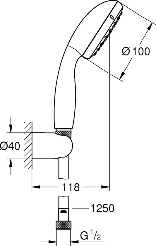 GROHE New Tempesta Douchekop - Waterbesparend - ø 10 cm - Met wandhouder - Doucheslang 125 cm