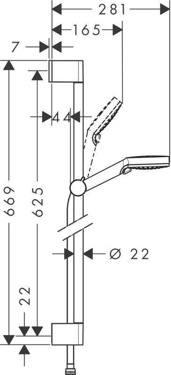 hansgrohe Crometta doucheset Vario met Unica'Crometta glijstang 65 cm - chroom - 2 straalsoorten - diamtere handdouche 100 mm