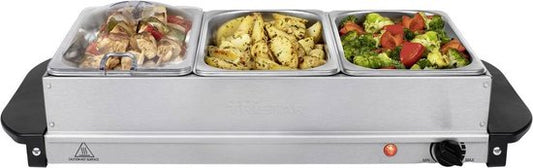 Tristar BP-6283 - Buffetwarmer 200W - Chafing dish - 3 x 1,4 Liter - Incl deksel - RVS
