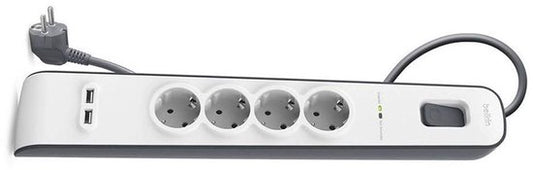 Belkin Stekkerblok met 4 uitgangen en 2 USB poorten 2.4A - overspanningsbeveiliging