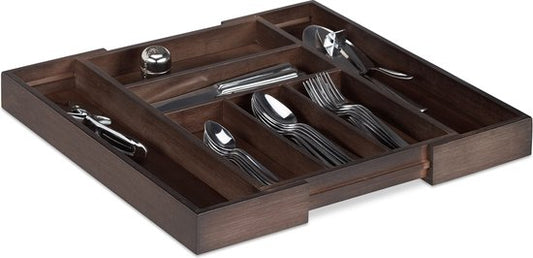 bestekbak - uitschuifbaar - 30 - 48 cm breed - 5-7 vakken - bamboe - 30 - 48 cm breed - 5-7 vakken - bamboe