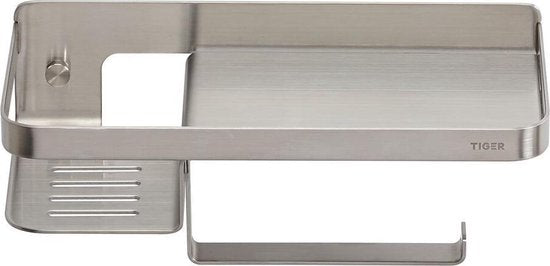 Tiger Caddy - Wc rolhouder met planchet 24 cm - RVS geborsteld