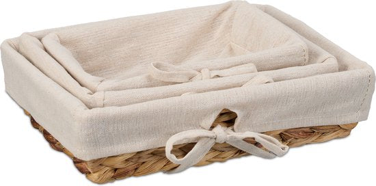 broodmand - set van 3 - 3 groottes - met voering - ontbijtmandje