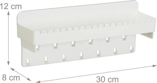 sieradenhouder muur - voor kettingen - 12x30x8 cm - oorbellenrek met plankje