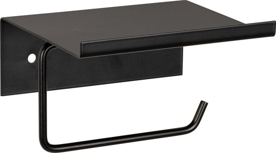 WENKO Toiletrolhouder met planchet Desulo mat zwart - WC rolhouder met plankje