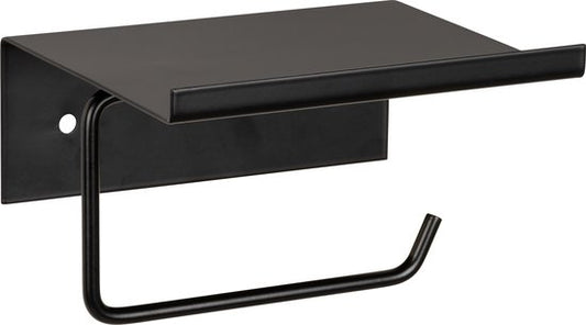 WENKO Toiletrolhouder met planchet Desulo mat zwart - WC rolhouder met plankje