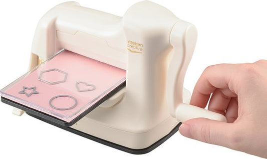 Vaessen Creative Cut Easy Mini - Stans- en Embossingmachine - Ivoor - 7,5 cm – Incl. Snijmallen en Embossing Folder