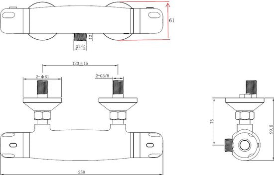 Plieger Verano - Thermostatische Douchekraan - 12 cm Hartafstand - Chroom