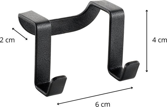 Metaltex - Dubbele haak - Handdoekhaak - Theedoekhouder - Handdoekrek - Inclusief beschermdoppen - Matzwart - 6x4cm