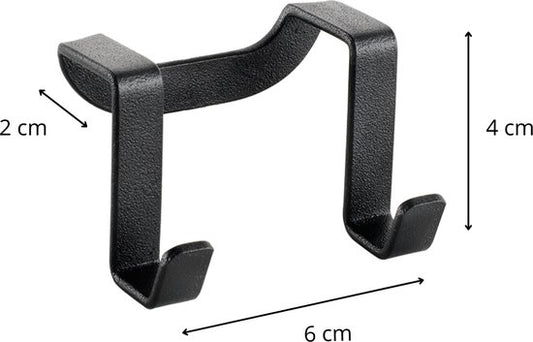Metaltex - Dubbele haak - Handdoekhaak - Theedoekhouder - Handdoekrek - Inclusief beschermdoppen - Matzwart - 6x4cm
