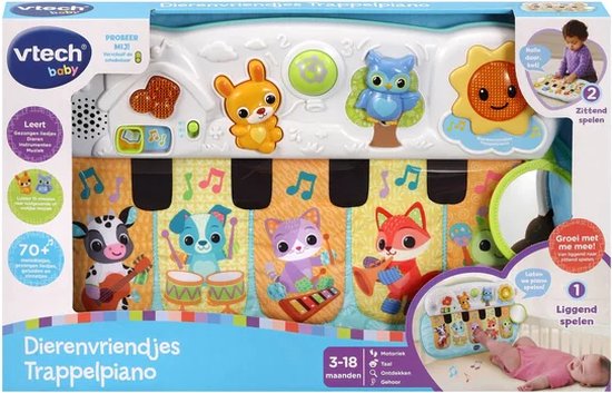 VTech Dierenvriendjes Trappelpiano - Educatief Speelgoed - Licht en Geluidseffecten - Gezongen Liedjes - 3 tot 24 Maanden