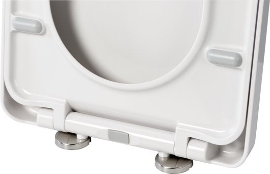 Plieger Milano/Plus-Compact Toiletzitting - D-Vorm WC Bril - Duroplast - Wit - Met Deksel - Softclose - Quick Release - RVS Bevestiging - Geschikt voor Geberit toilet