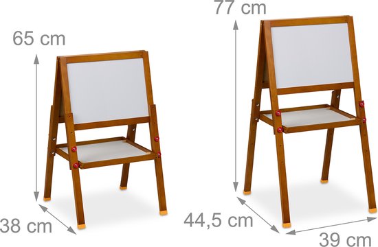 schoolbord kinderen - magnetisch - verstelbaar 65-77 cm - dubbelzijdig