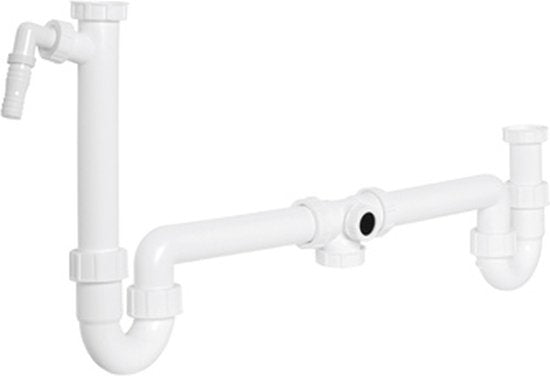 Plieger Duplex Sifon - 6/4"x40mm - Met Wasmachine Aansluiting - Kunsstof - Wit