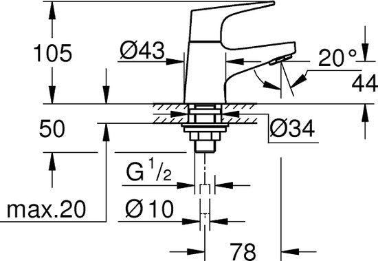 GROHE Start Flow Fonteinkraan - 1/2'' aansluiting - Chroom